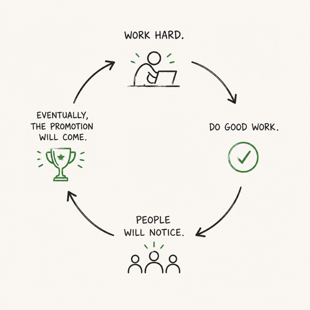 Work hard. Do good work. People will notice. Eventually, the promotion will come.